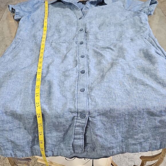 Banana Republic Blue Linen Blend Button-Up Dress Size 4P - Picture 12 of 13